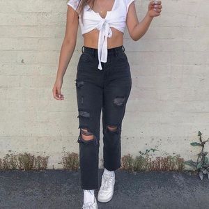 Pacsun Black High Waisted Straight Leg Jeans